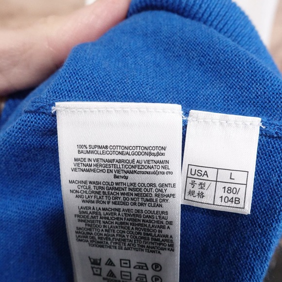 BROOKS BROTHERS SUPIMA COTTON V-NECK BLUE SWEATER MENS SIZE L LARGE - Picture 6 of 6